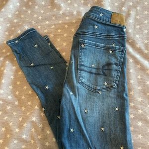 Star print American eagle skinny jeans